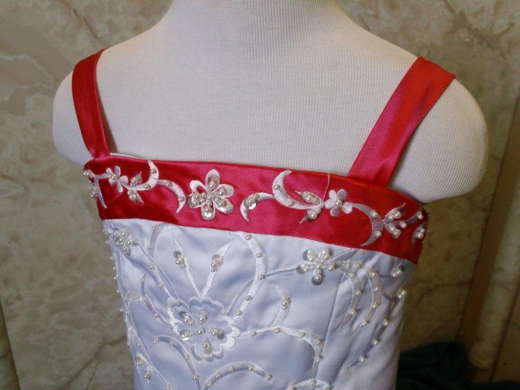 white and coral toddler flower girl dress 